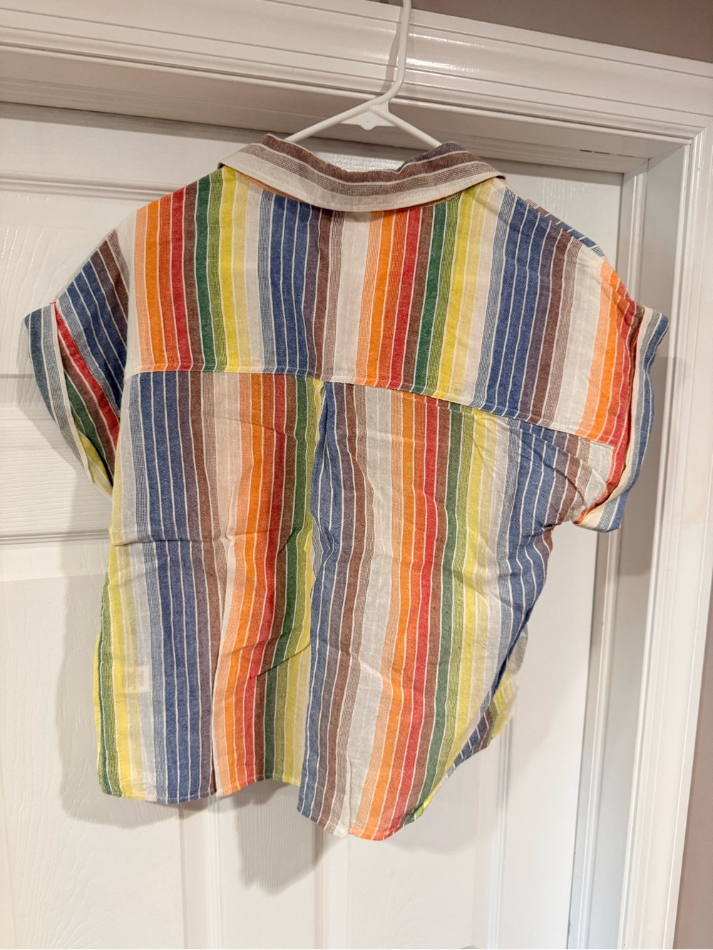 THML Rainbow Stripe Button-Up Shirt in Multicolor